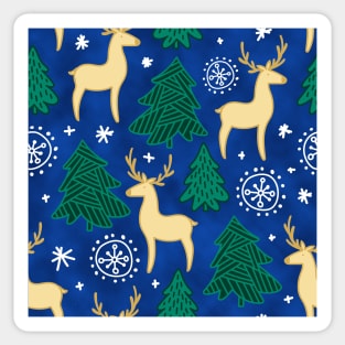 Christmas Reindeer on Blue Sticker